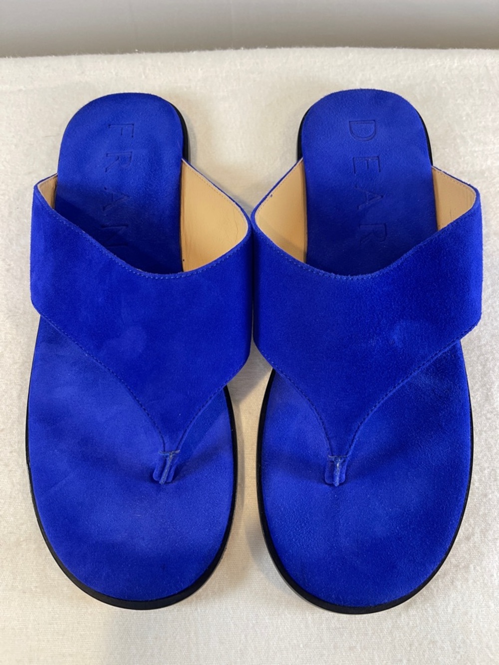 Dear Frances Cobalt Blue Suede Thong Sandals for Women